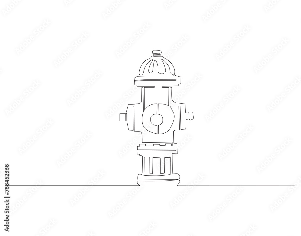 Continuous line drawing of hydrant. One line of hydrant for firefighting. Firefighting concept continuous line art. Editable outline Continuous line drawing of hydrant. One line of hydrant for firefighting. Firefighting concept continuous line art. Editable outline