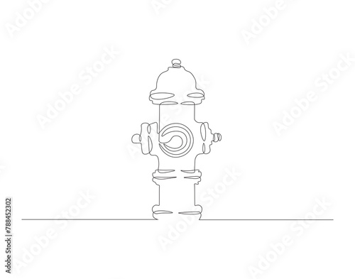 Continuous line drawing of hydrant. One line of hydrant for firefighting. Firefighting concept continuous line art. Editable outline