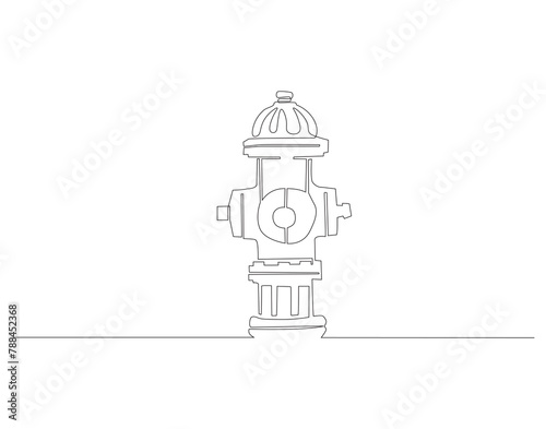 Continuous line drawing of hydrant. One line of hydrant for firefighting. Firefighting concept continuous line art. Editable outline