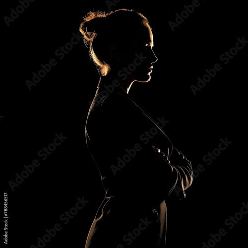 Silhouette of a working woman in power pose