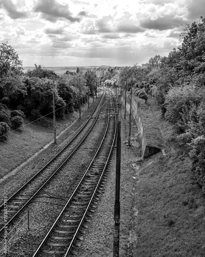 Obraz premium A pair of rails in the corridor - new Fujinon XF-23 mm F1.4 R LM WR lens test