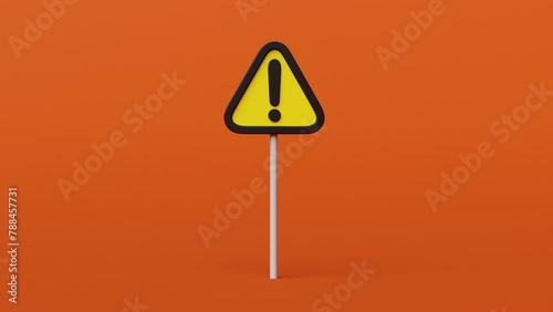 Warning sign moving into frame and than out