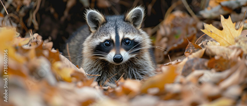 A curious raccoon investigating its surroundings in a suburban backyard