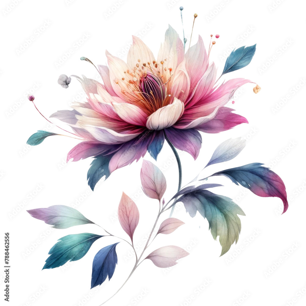 Obraz premium Elegant pastel floral bouquet Illustration on a transparent background.