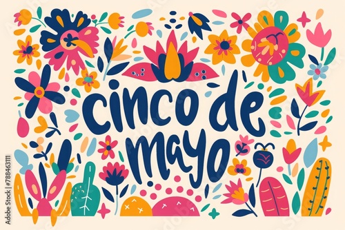 A colorful and lively flat illustration embodies the spirit of Mexico with festive elements