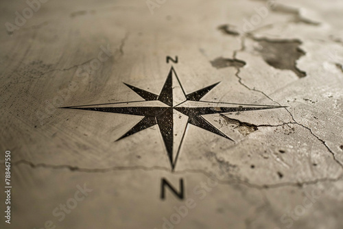 A simple, clean compass rose pointing in all directions. photo