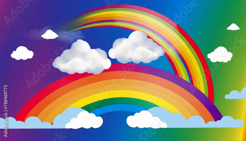 Fairytale cartoon landscape with rainbow