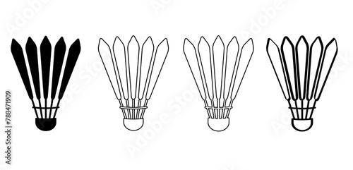 Cartoon badminton shuttle for badminton court and racket. Racket sport game. Playing in the summer or on the beach. Indoor team sports. Shuttlecock ball icon.