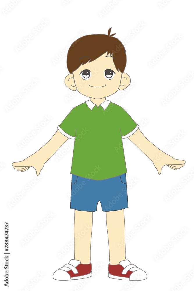 手足を広げて立っている男の子 子ども 元気 赤い靴 緑の服 わんぱく
手足を広げて立っている男の子 子ども 元気 赤い靴 緑の服 わんぱく