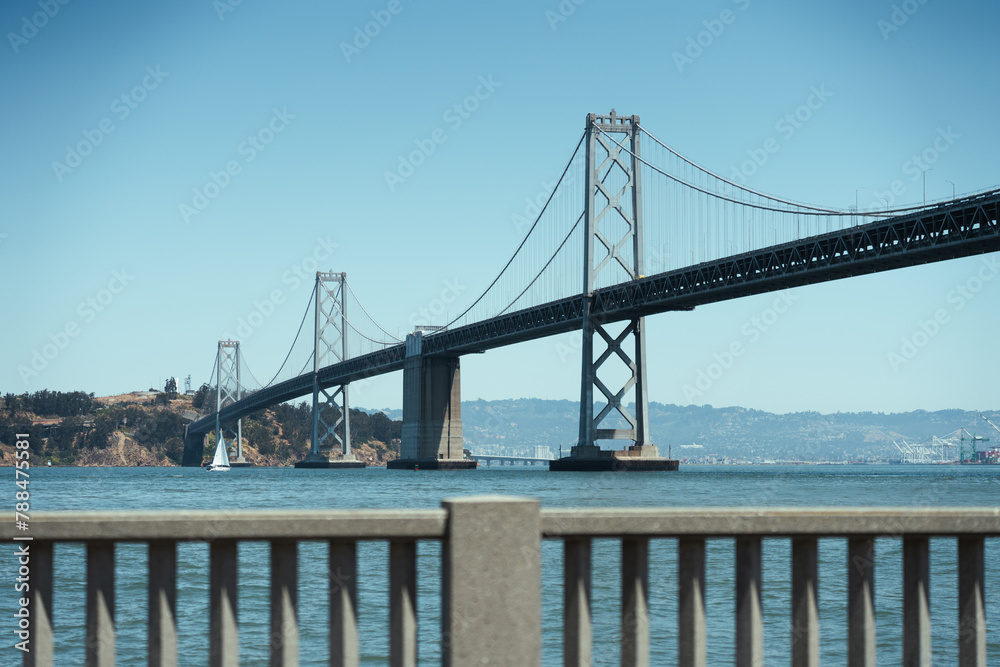 View of the Oakland Bridge in San Francisco, California, during summer