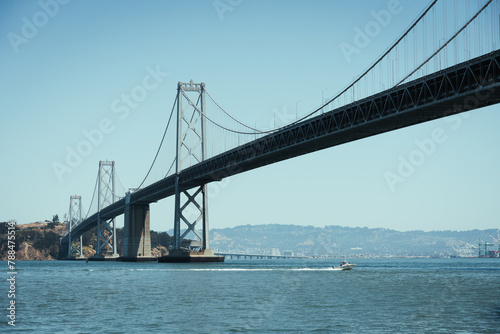View of the Oakland Bridge in San Francisco  California  during summer