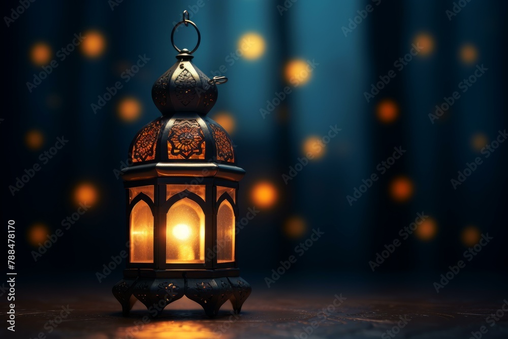 Tranquil Ramadan lantern glowing background. Holy lamp moon fabric fasting. Generate Ai Tranquil Ramadan lantern glowing background. Holy lamp moon fabric fasting. Generate Ai