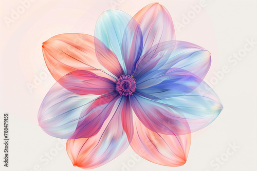 A symmetrical flower icon with delicate petals.