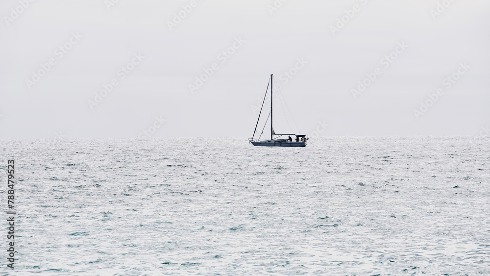 Sailing boat in the Mediterranean Sea. Banner, header website maritim background with space for text.