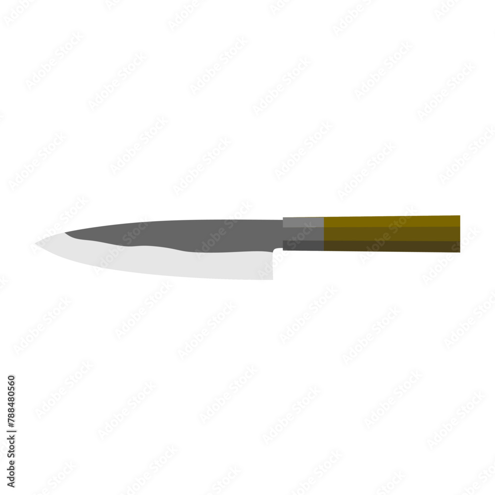 bunka knife flat design vector illustration. traditional Japanese kitchen knife bunka knife flat design vector illustration. traditional Japanese kitchen knife