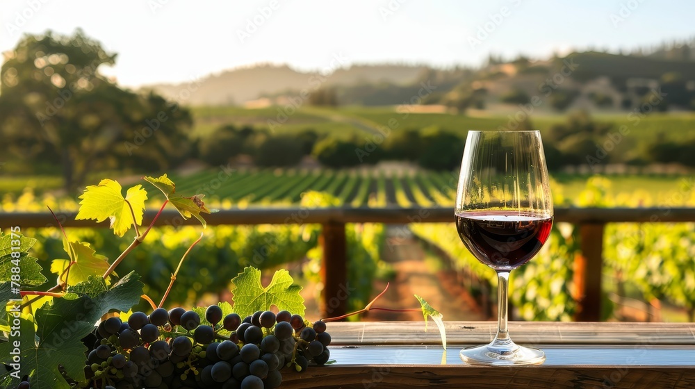 Wine tasting in Napa Valley, scenic vineyards, sophisticated, flavorful