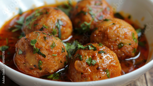 Savory bangladeshi meatballs in a rich herb and spice-infused sauce