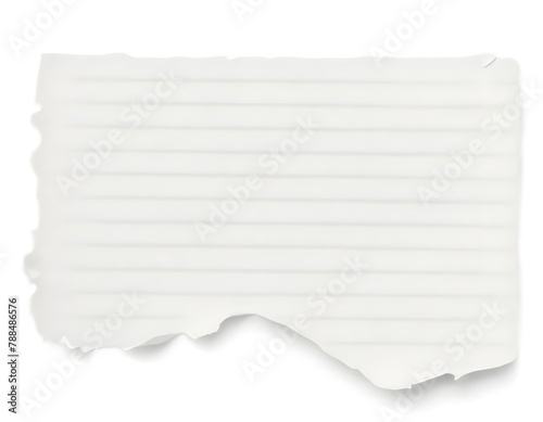 Torn white lined paper on a white background
