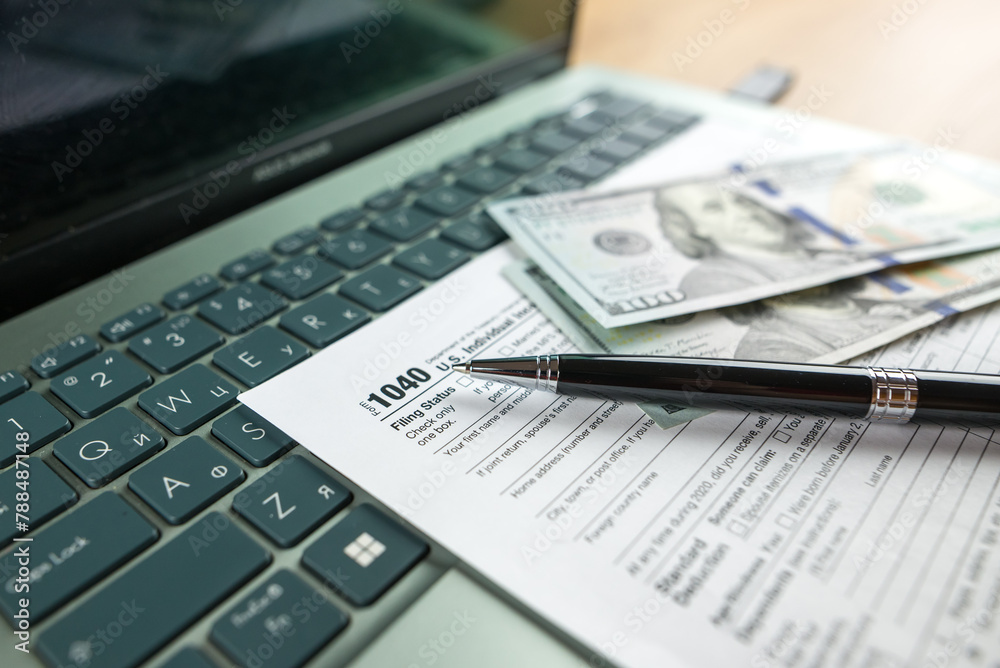Tax form 1040 U.S. Individual Income Tax Return. Tax form 1040 U.S. Individual Income Tax Return.
