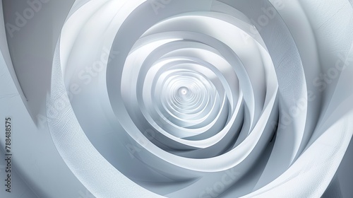 A digital illustration of an endless white spiral with a modern, abstract look. © Beautiful