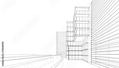 architectural drawing sketch 3d illustration