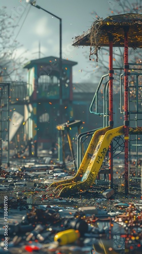 an abandoned playground symbolizes lost innocence and fading hope