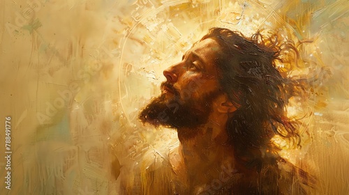 the messianic aura of Jesus with intricate details and ethereal lighting photo