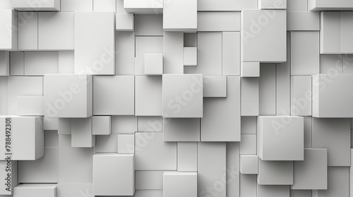 Abstract Geometric White 3D Cubes Wallpaper