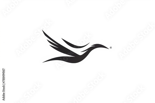 An HD photograph of a sleek abstract bird logo, showcasing its bold vector lines against a pure white background, evoking a sense of simplicity and elegance.