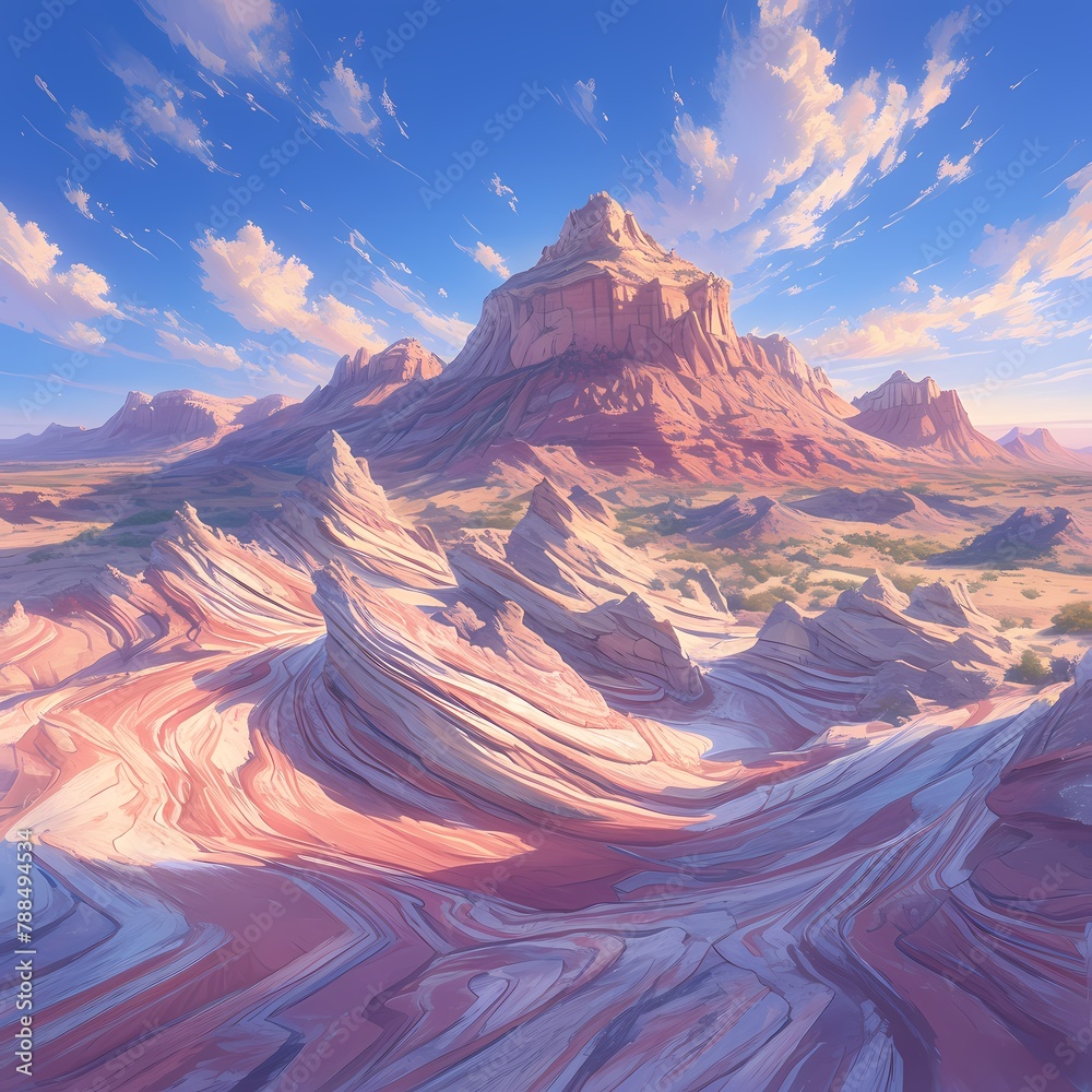 Majestic Rock Formations Glow in the Soft Light of Dawn