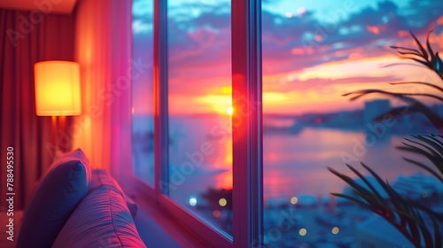 Futuristic smart windows  transforming views and lighting  energy efficient  digital curtains