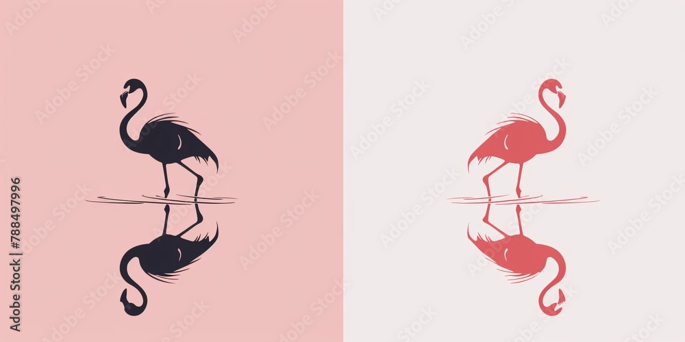 simple vector logo pink and white color scheme flamingo Stock ...