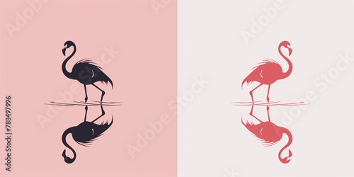 simple vector logo pink and white color scheme flamingo