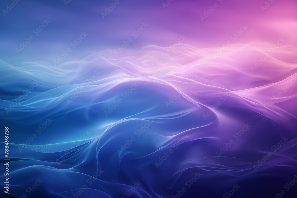 Abstract gradient blue and purple background with blurred waves line, soft lighting. Illustration