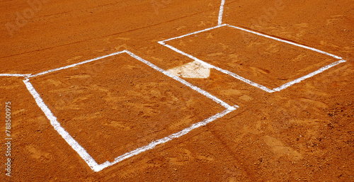 Baseball Diamond Base or Plate White Against Dark Dirt for Competition and Playing Game © Lane Erickson