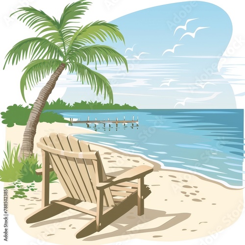 Beach chair clipart for relaxing by the shore © kitinut