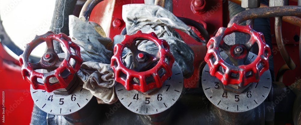 Fototapeta premium Steam locomotive valves for boiler pressure regulation