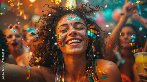 Beautiful Brazilian woman dancing at carnival