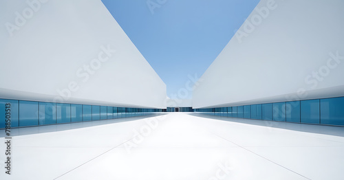 3d render of a corridor, light blue theme corridor 