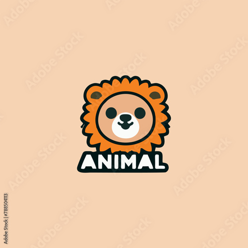 Lion logo, Cute lion brand mascot cartoon character, Animal Logo, Vector illustration Cute lion with