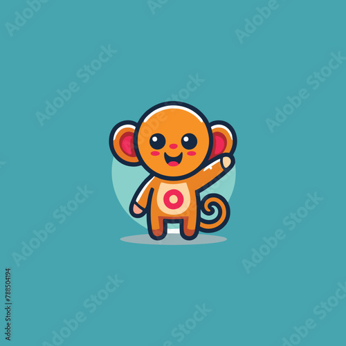 Cheerful monkey logo, funny sticker, Cute monkey brand mascot cartoon character, Animal Logo, Vector illustration of funny shape monkey