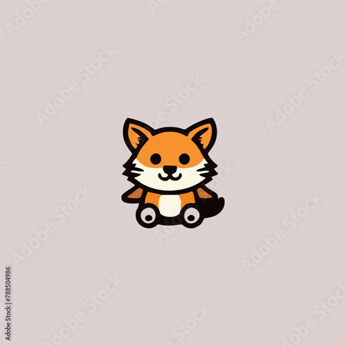 Fox Logo, Cute Fox brand mascot cartoon character, Animal Logo, Circle Logo, Cute Fox illustration vector