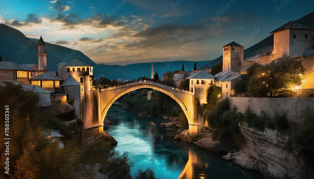Fototapeta premium night view of bridge