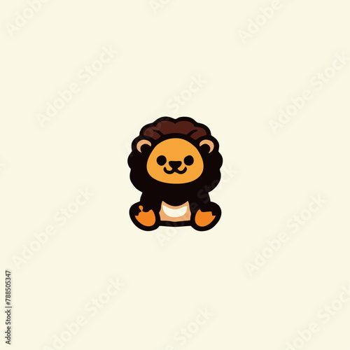 Lion logo, Cute lion brand mascot cartoon character, Animal Logo, Vector illustration Cute lion with