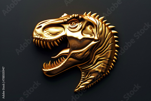 Striking gold Tyrannosaurus emblem, symbolizing dominance. © Ali