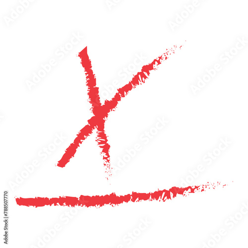 Red Cross Mark Brush, Red X mark, X Sign Hand Drawn Icon