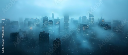City Shrouded in Mist: A Haze-Induced Wake-up Call. Concept Mysterious Fog, Urban Reverie, Hidden Landmarks, Atmospheric Adventures, City Exploration