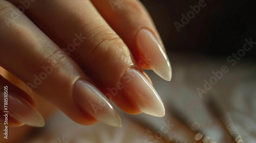 A close-up glimpse reveals the meticulous craftsmanship of a French manicure, enhancing natural beauty.