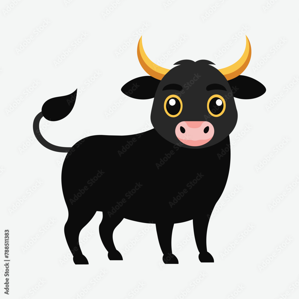 black bull cartoon animal illustration