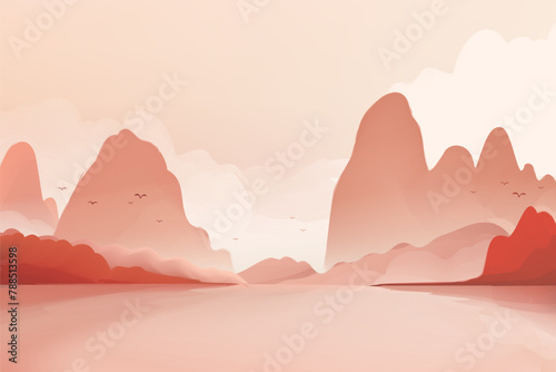 Horizontal Chinese style ink landscape background